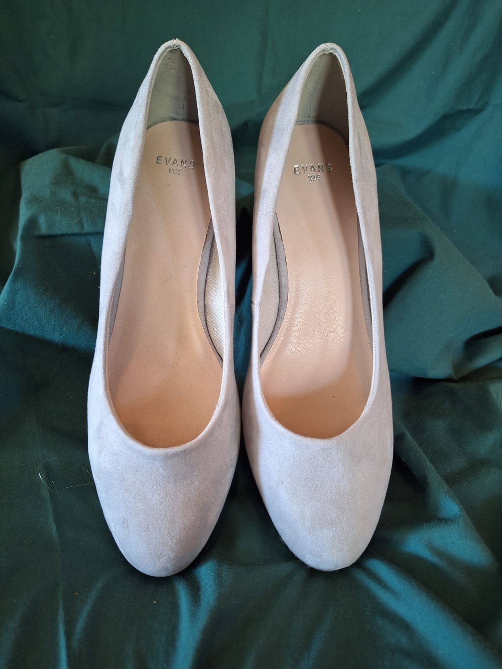 Evans Espadrille Womens Wide Shoes Soft Gray Straw Heels UK 7 US 9 Classic
